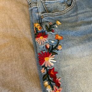 DRIFTWOOD Blue Jeans with Colorful Floral Embroidery